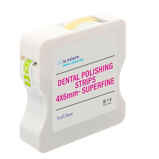 LA MIERE 4mm x 6M Dental Polishing Strips, Abrasive Finishing, Interproximal Teeth Cleaning Care, WhiteningWhitening Polish Strips, Deep Sanding and Grinding (Super Fine 1Box)