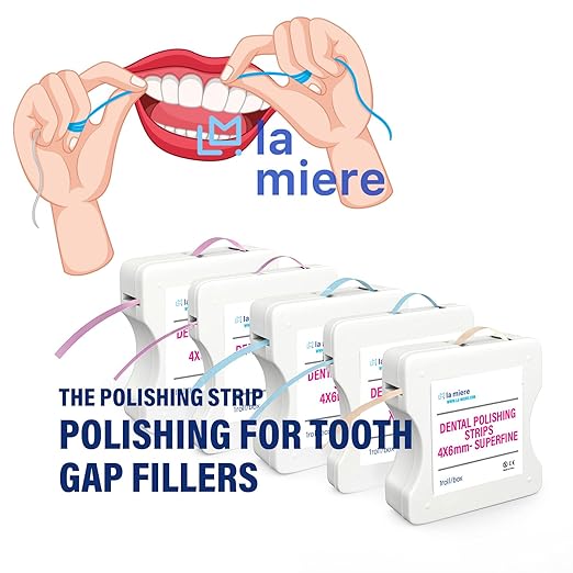 LA MIERE 4mm x 6M Dental Polishing Strips, Abrasive Finishing, Interproximal Teeth Cleaning Care, WhiteningWhitening Polish Strips, Deep Sanding and Grinding (Super Fine 1Box)