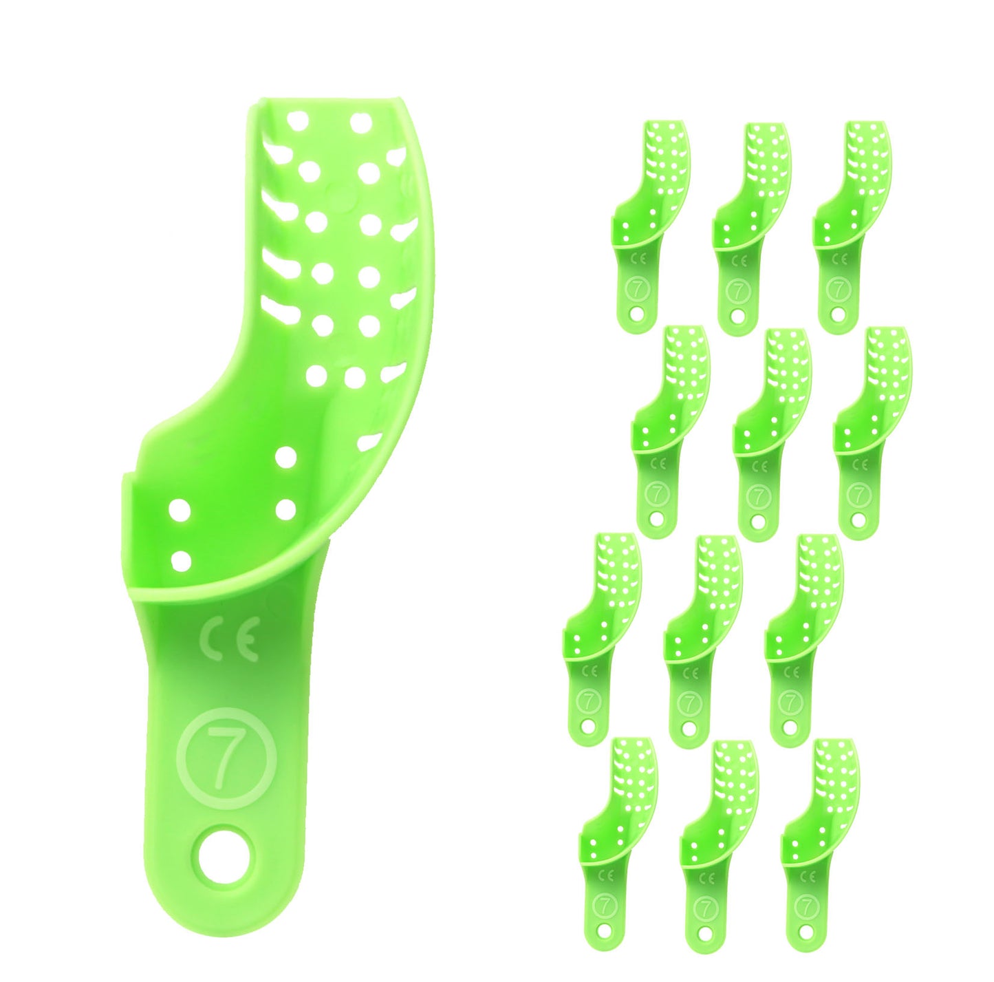 Green Autoclavable Premium Disposable Tracking Spacer Plastic Dental Impression Trays 12 PC