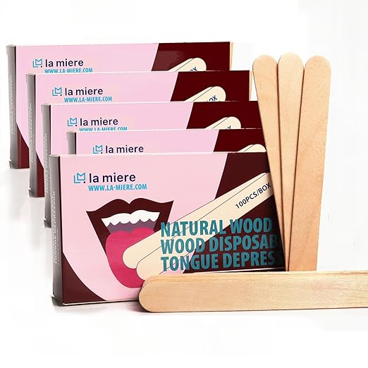 LA MIERE  Large Applicator Sticks, 6" Tongue Depressors Wood, Non-Sterile