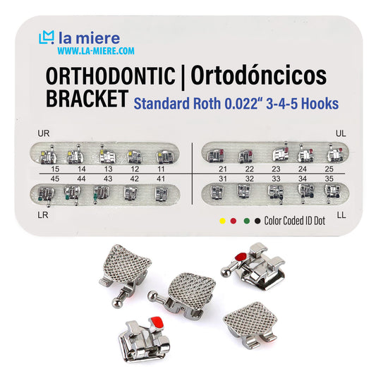 Orthodontic Metal Brackets Dental Brackets Slot Bondable, 3-4-5 with Hook 20pcs/Pack, 1PK
