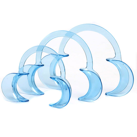 Dental Cheek Retractor Mouth Opener for Teeth Whitening Clear Blue C-Shape (Size S, M, L Pack of 3)