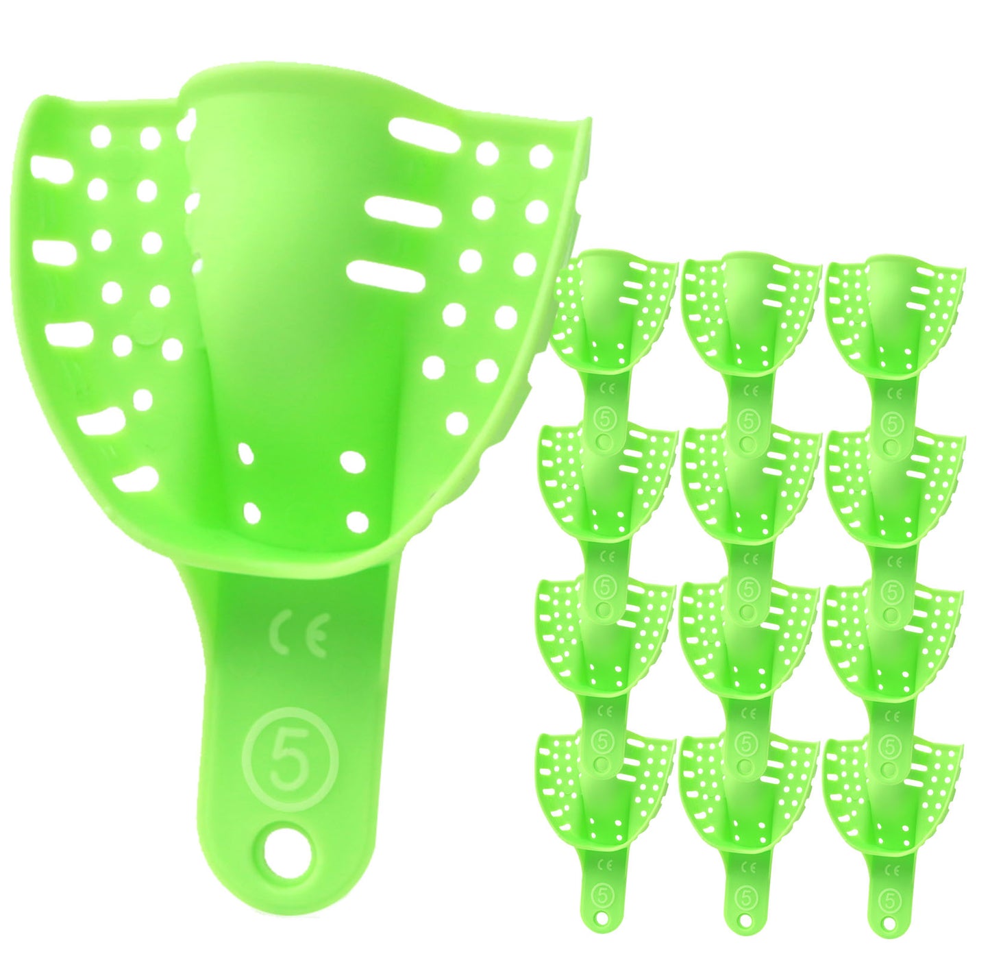 Green Autoclavable Premium Disposable Tracking Spacer Plastic Dental Impression Trays 12 PC